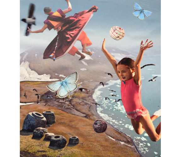 "A Day at the Beach and Dancing Monk" - Susan Aurand
